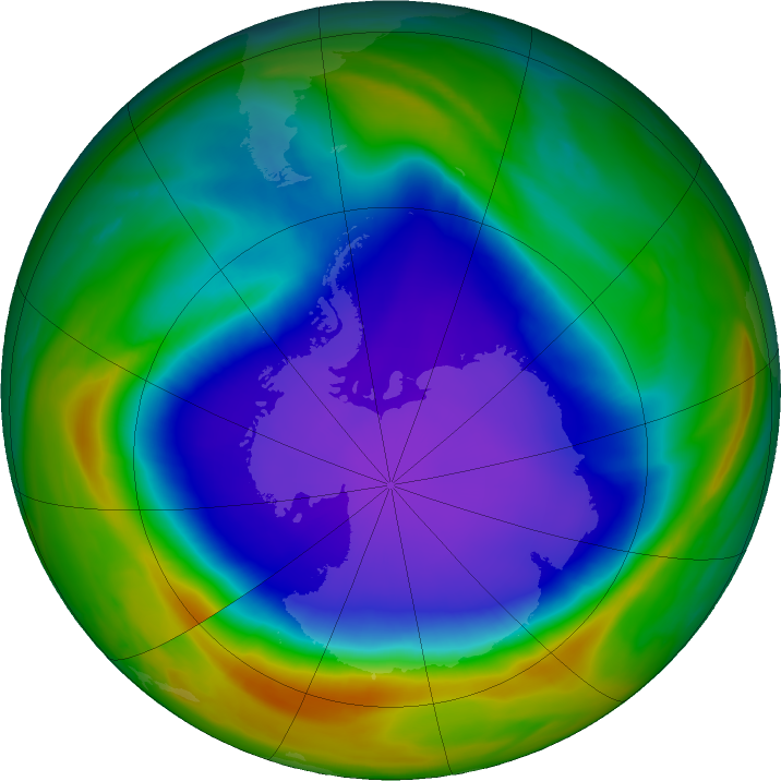 Antarctic ozone map for 17 October 2021